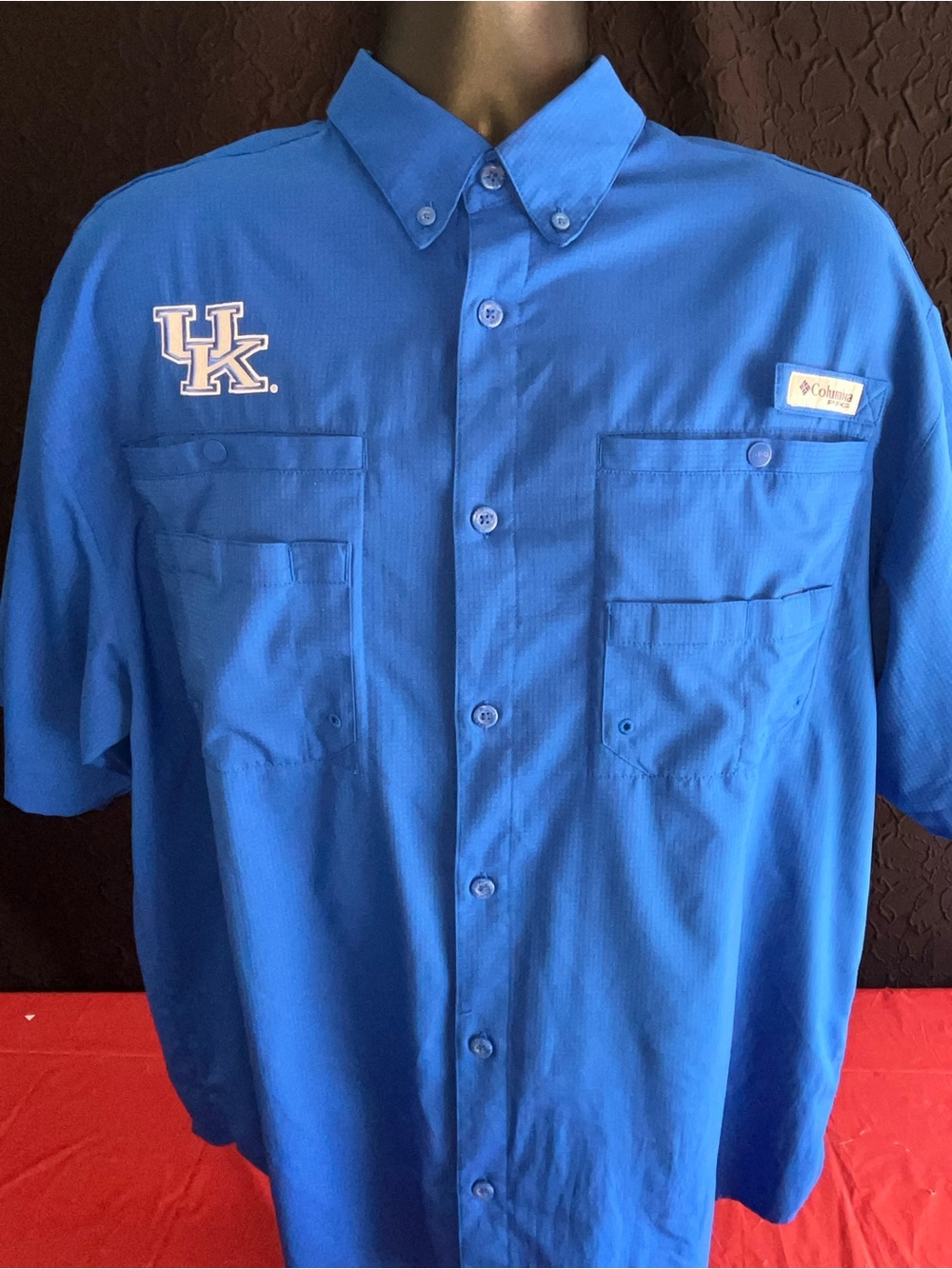 Columbia Men’s Royal Blue Short-Sleeve Button-Down Shirt with UK Logo